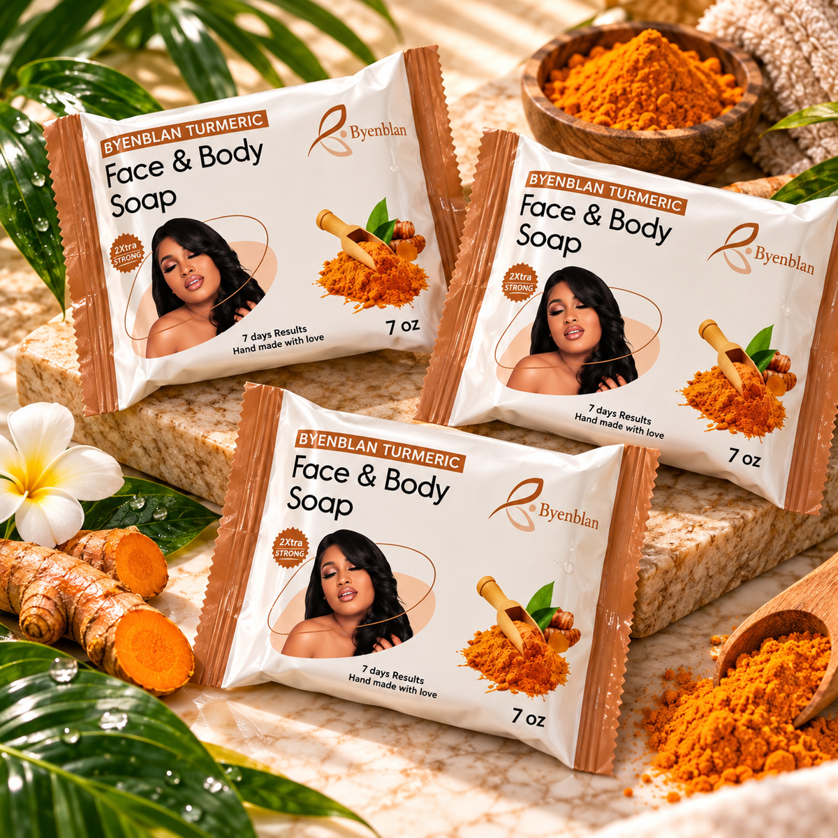 3 Savon Tumeric Byenblan 7oz
