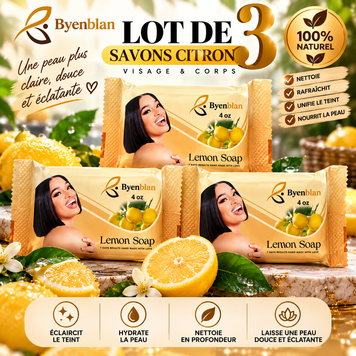 3 savon citron Byenblan